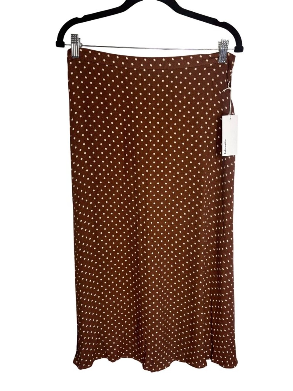 NWT Reformation Bea Skirt Brown Polka dot-sz 10